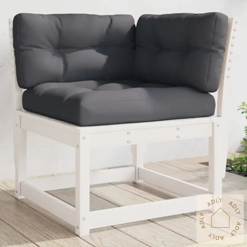 Hagesofa For Hjørne Med Pute Hvit 73X73X78 Cm Heltre Furu
