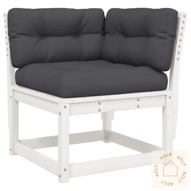 Hagesofa For Hjørne Med Pute Hvit 73X73X78 Cm Heltre Furu
