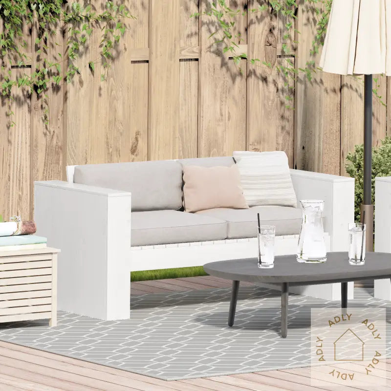 Hagesofa 2-Seter 134X60X62 Cm Hvit Massivt Tre Furu
