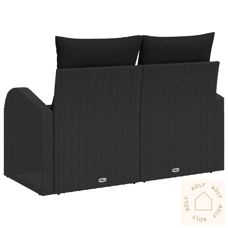 2-Seters Hagesofa Med Puter Svart Poly Rattan