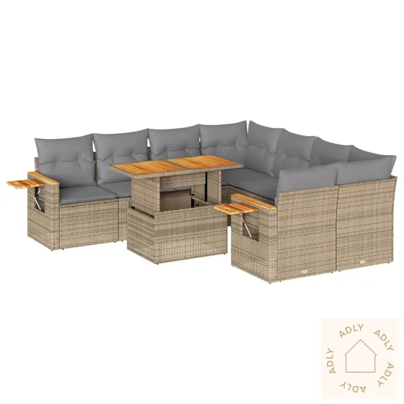 Hagesofaer Med Puter 9 Deler Beige Polyrotting Akasie