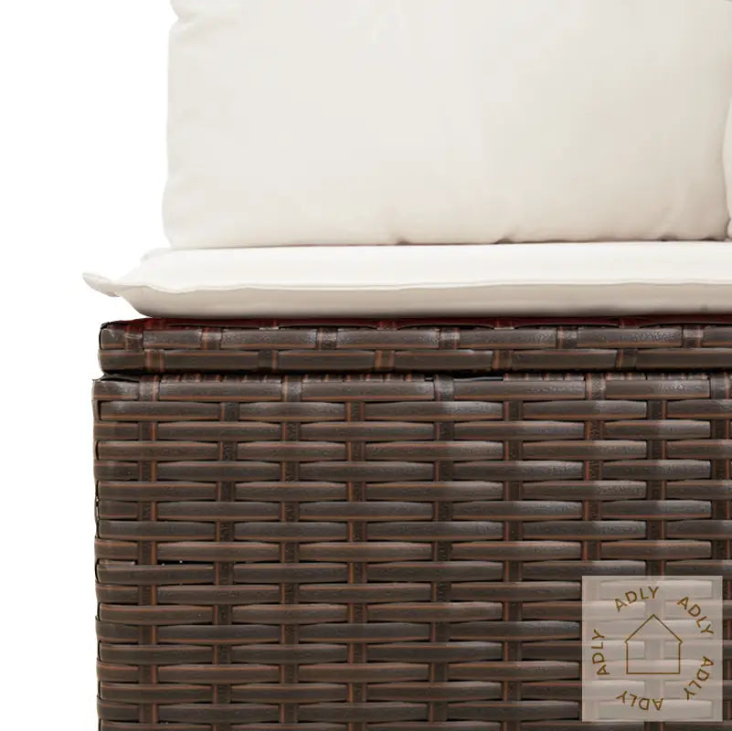 9 Delt Hagesofa Sett Med Puter Brun Poly Rattan