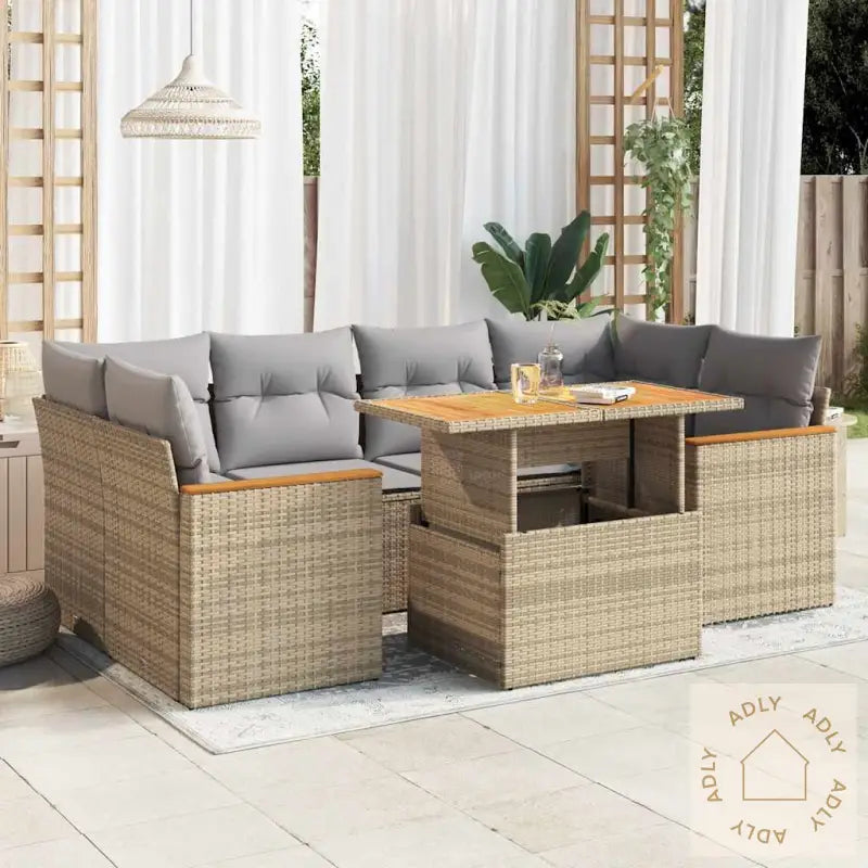 Hagesofaer Med Puter 6 Deler Beige Polyrotting Akasie