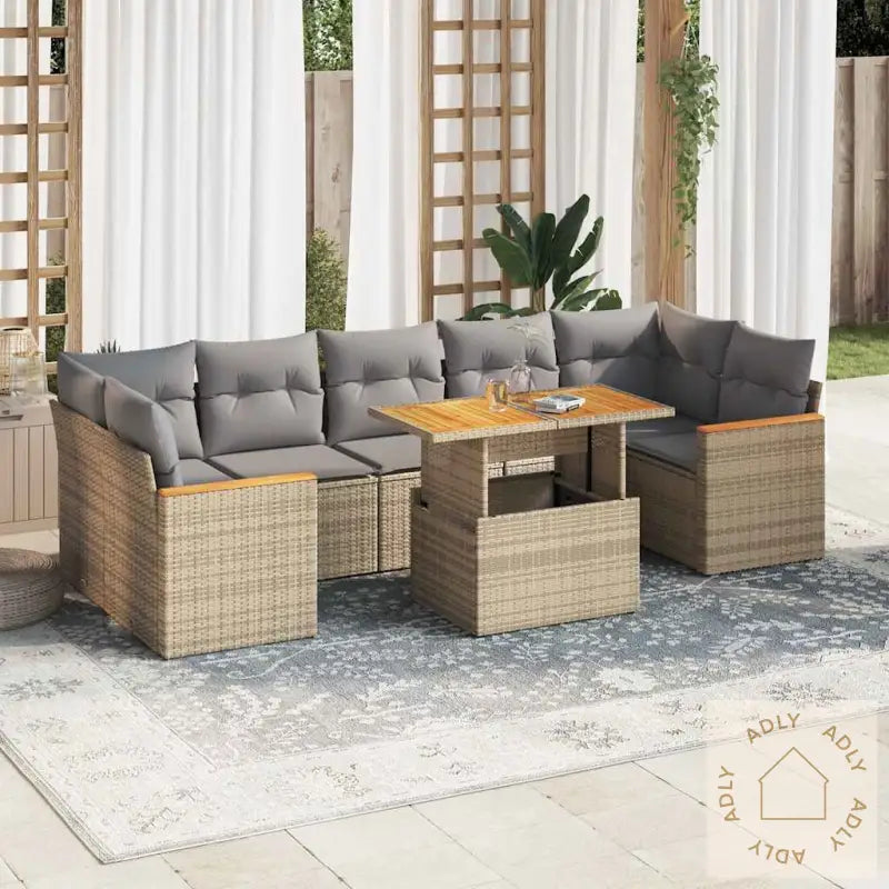 Hagesofaer Med Puter 8 Deler Beige Polyrotting Akasie