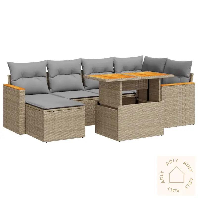 Hagesofaer Med Puter 7 Deler Beige Polyrotting Akasie