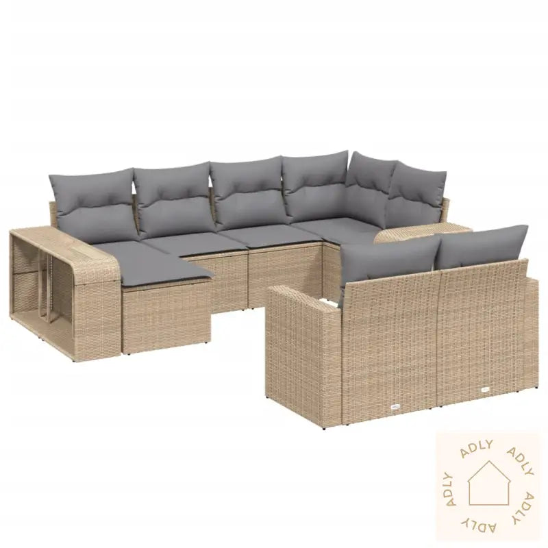 Hagesofagruppe Med Puter 10 Deler Beige Polyrotting
