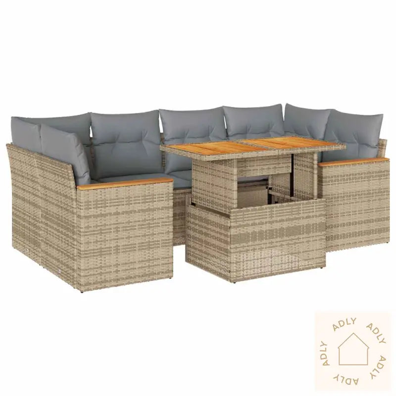 Hagesofaer Med Puter 6 Deler Beige Polyrotting Akasie