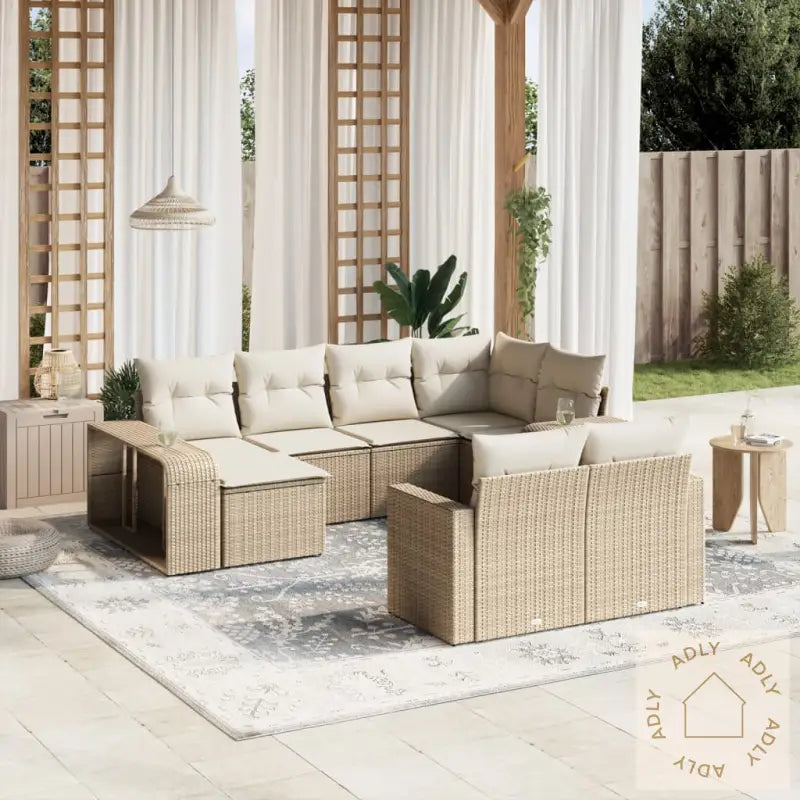 Hagesofagruppe Med Puter 10 Deler Beige Polyrotting
