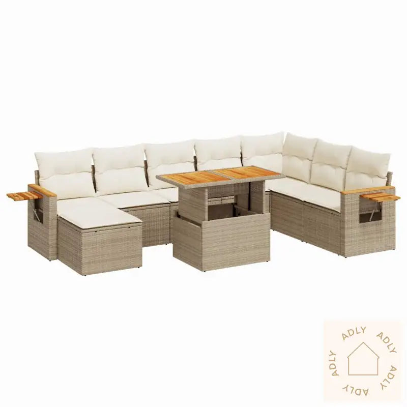Hagesofaer Med Puter 9 Deler Beige Polyrotting Akasie
