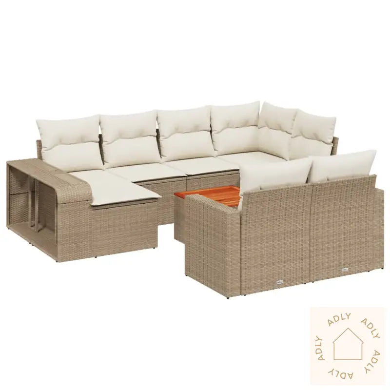 Hagesofagruppe Med Puter 11 Deler Beige Polyrotting