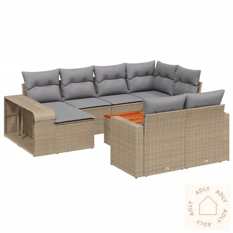 Hagesofagruppe Med Puter 11 Deler Beige Polyrotting