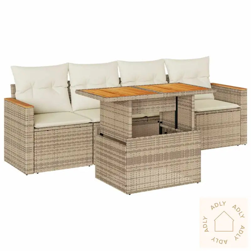 Hagesofaer Med Puter 5 Deler Beige Polyrotting Akasie