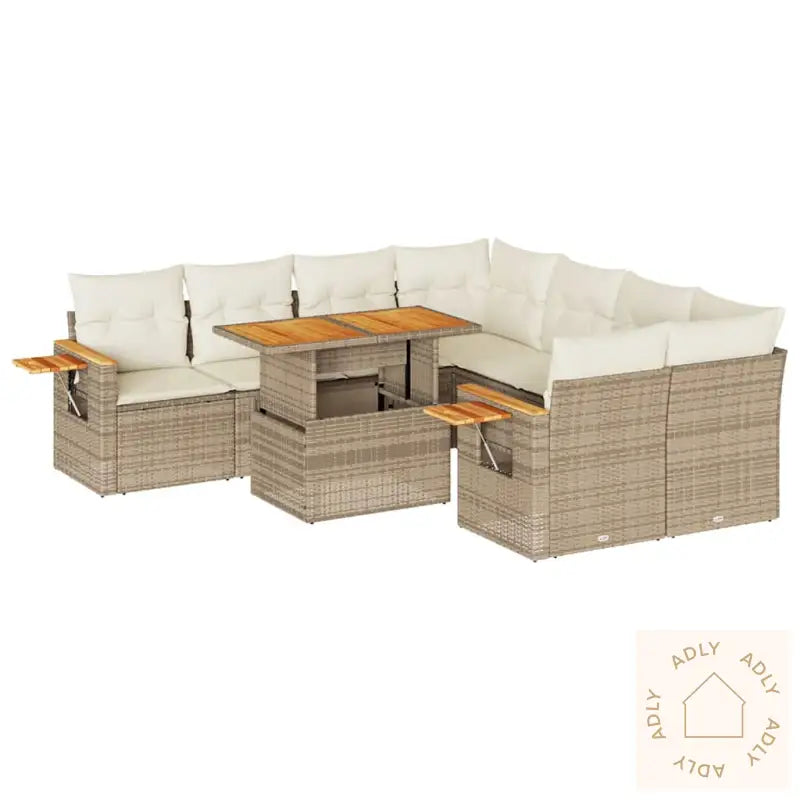 Hagesofaer Med Puter 9 Deler Beige Polyrotting Akasie