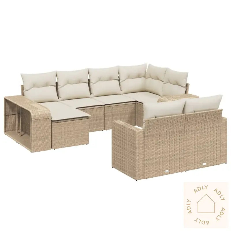 Hagesofagruppe Med Puter 10 Deler Beige Polyrotting