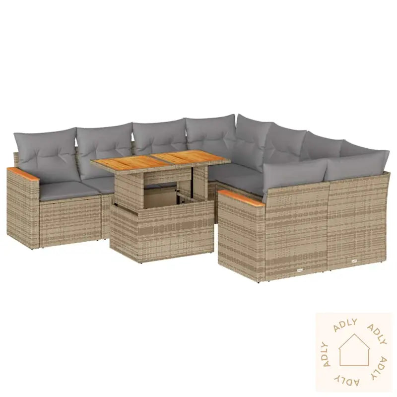 Hagesofaer Med Puter 9 Deler Beige Polyrotting Akasie