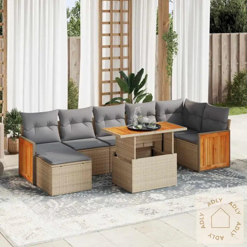 Hagesofaer Med Puter 8 Deler Beige Polyrotting Akasie