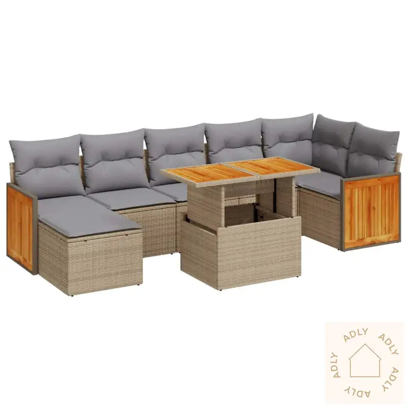 Hagesofaer Med Puter 8 Deler Beige Polyrotting Akasie