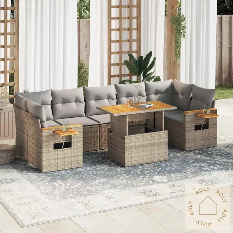 Hagesofaer Med Puter 8 Deler Beige Polyrotting Akasie