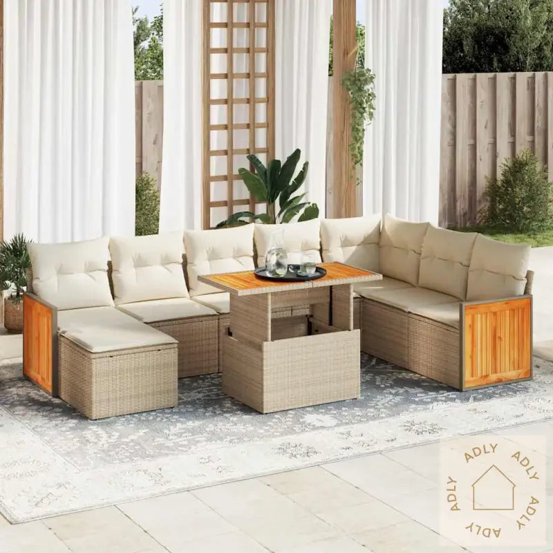 Hagesofaer Med Puter 9 Deler Beige Polyrotting Akasie