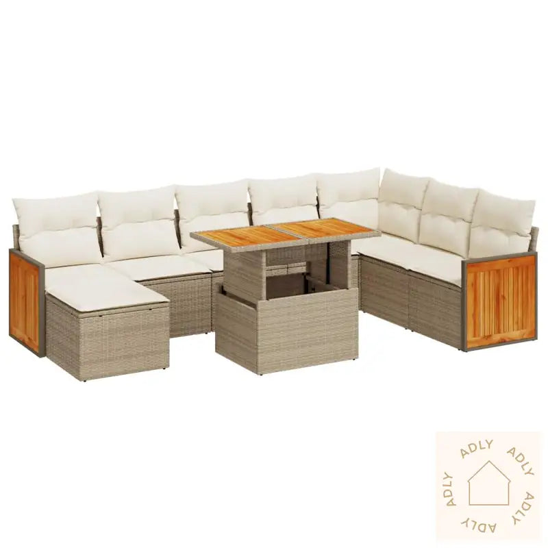 Hagesofaer Med Puter 9 Deler Beige Polyrotting Akasie