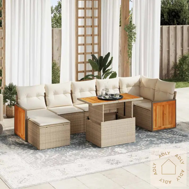 Hagesofaer Med Puter 8 Deler Beige Polyrotting Akasie