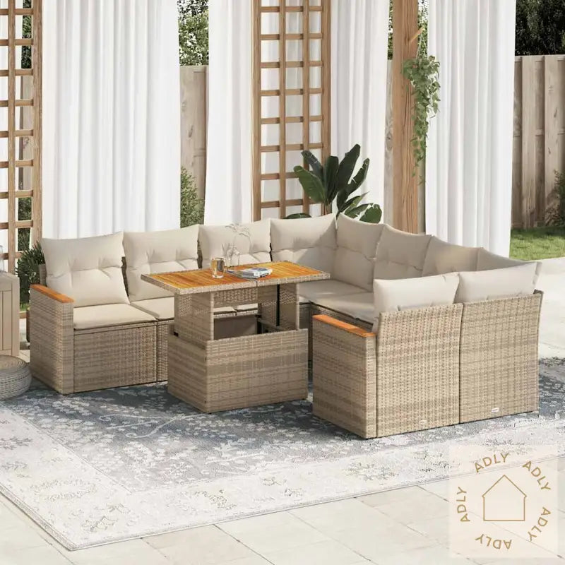 Hagesofaer Med Puter 9 Deler Beige Polyrotting Akasie