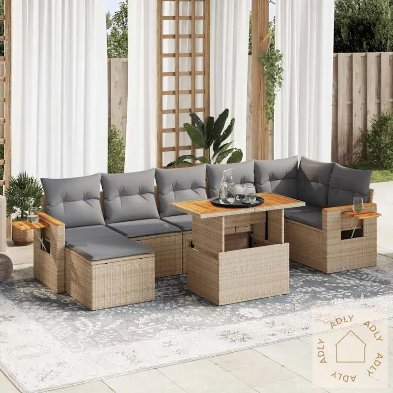 Hagesofaer Med Puter 8 Deler Beige Polyrotting Akasie