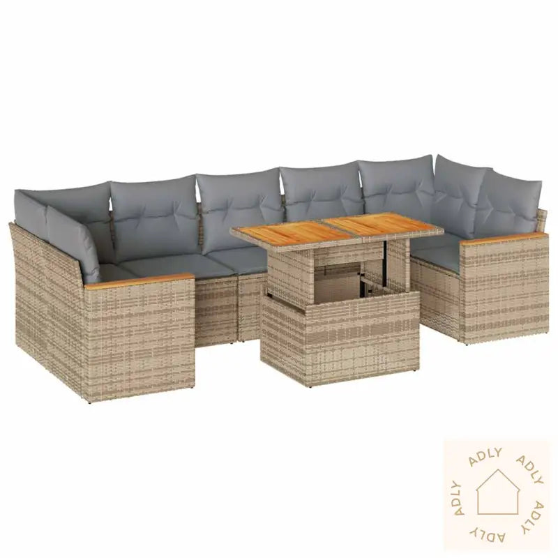 Hagesofaer Med Puter 8 Deler Beige Polyrotting Akasie