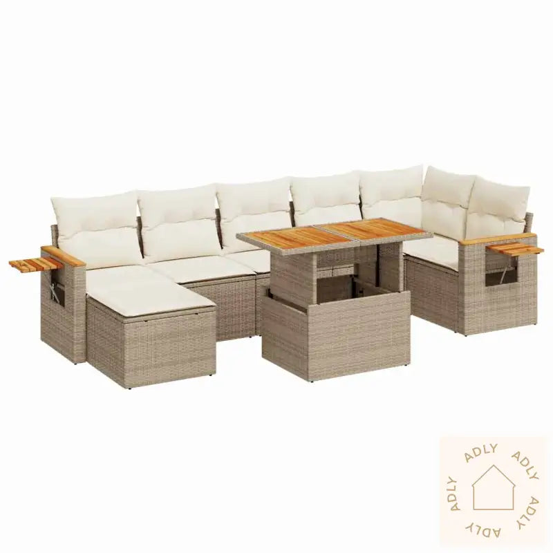 Hagesofaer Med Puter 8 Deler Beige Polyrotting Akasie
