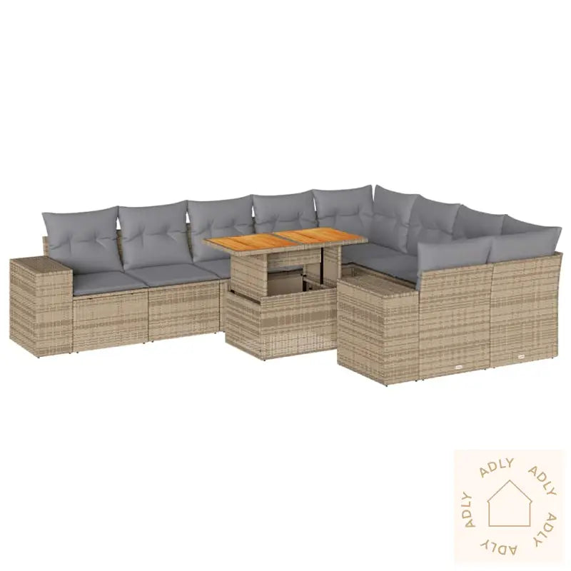 Hagesofaer Med Puter 10 Deler Beige Polyrotting Akasie
