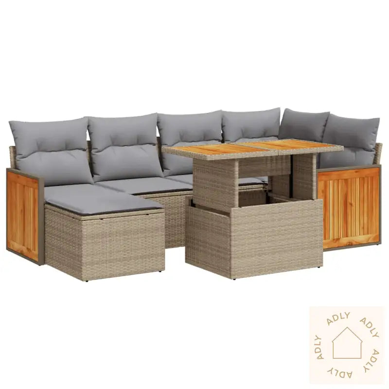 Hagesofaer Med Puter 7 Deler Beige Polyrotting Akasie
