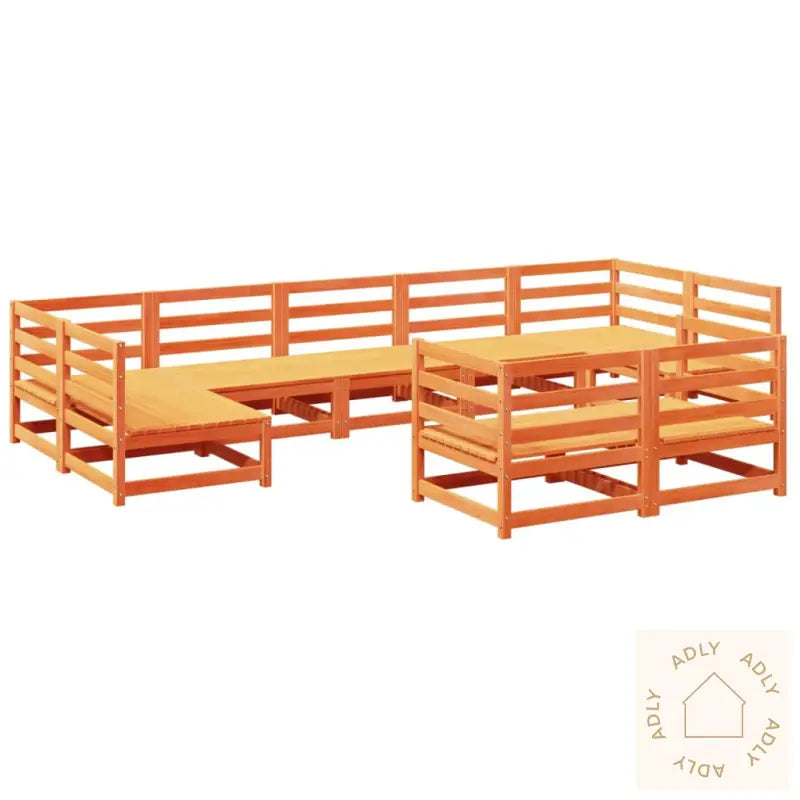Hagesofasett 9 Deler Voksbrun Heltre Furu
