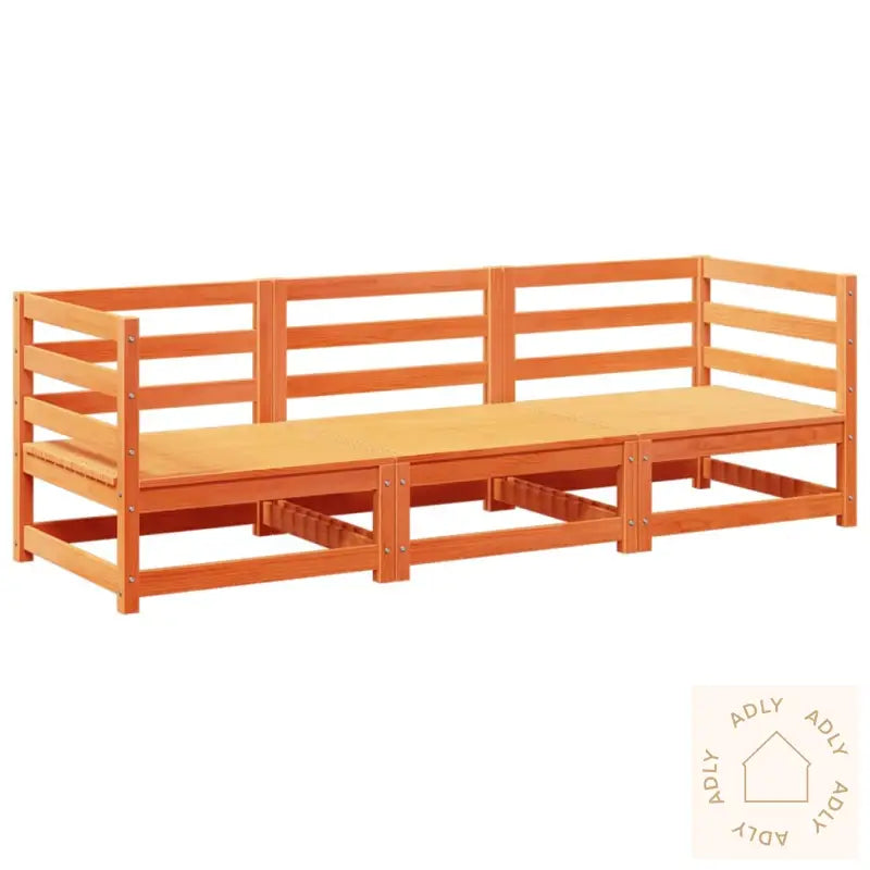 Hagesofasett 3 Deler Voksbrun Heltre Furu