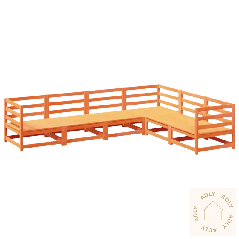 Wooden hjørnesofa i heltre furu med modulært design og mål sete for komfort