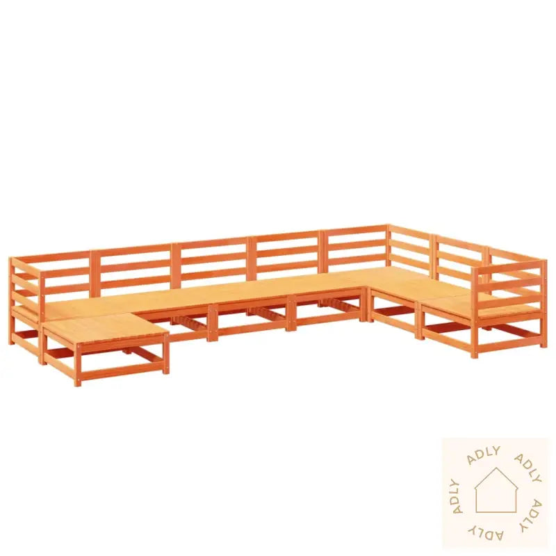 Hagesofasett 8 Deler Voksbrun Heltre Furu