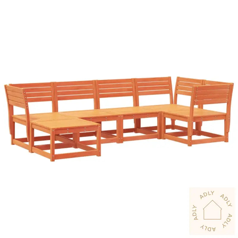 Hagesofasett 6 Deler Voksbrun Heltre Furu