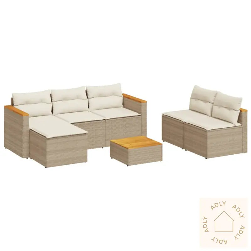 Hagesofaer Med Puter 5 Deler Beige Polyrotting Akasie