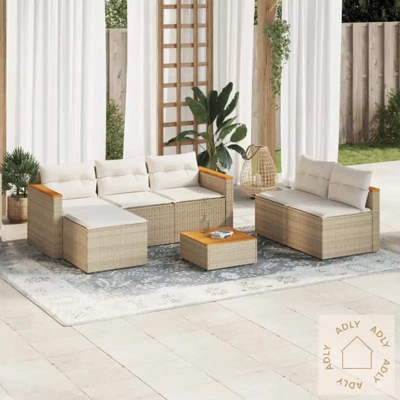 Hagesofaer Med Puter 5 Deler Beige Polyrotting Akasie