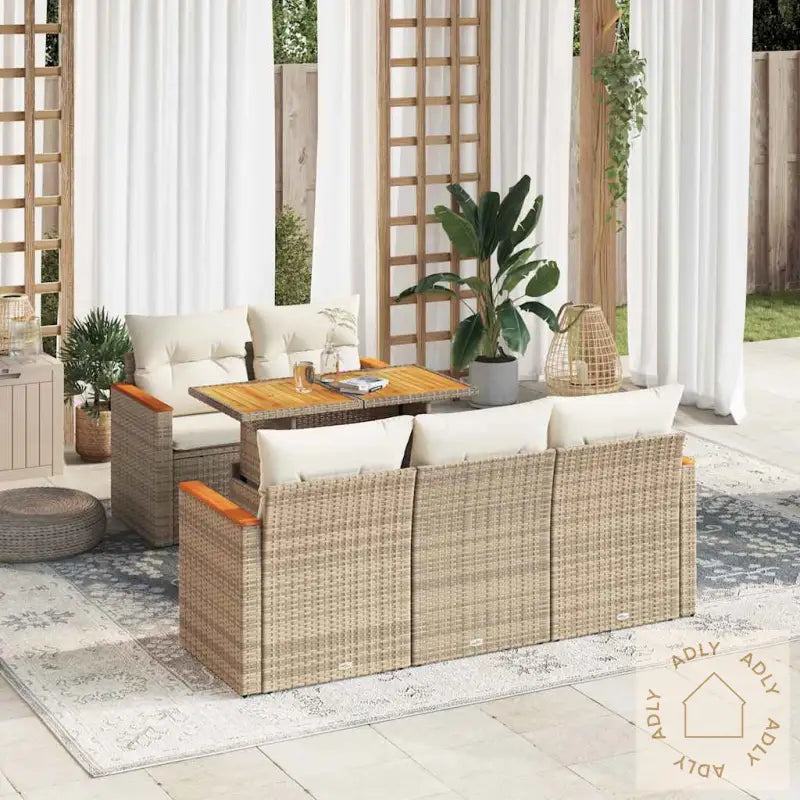 Hagesofaer Med Puter 6 Deler Beige Polyrotting Akasie