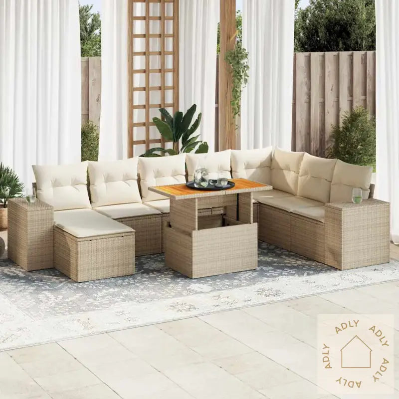 Hagesofaer Med Puter 9 Deler Beige Polyrotting Akasie