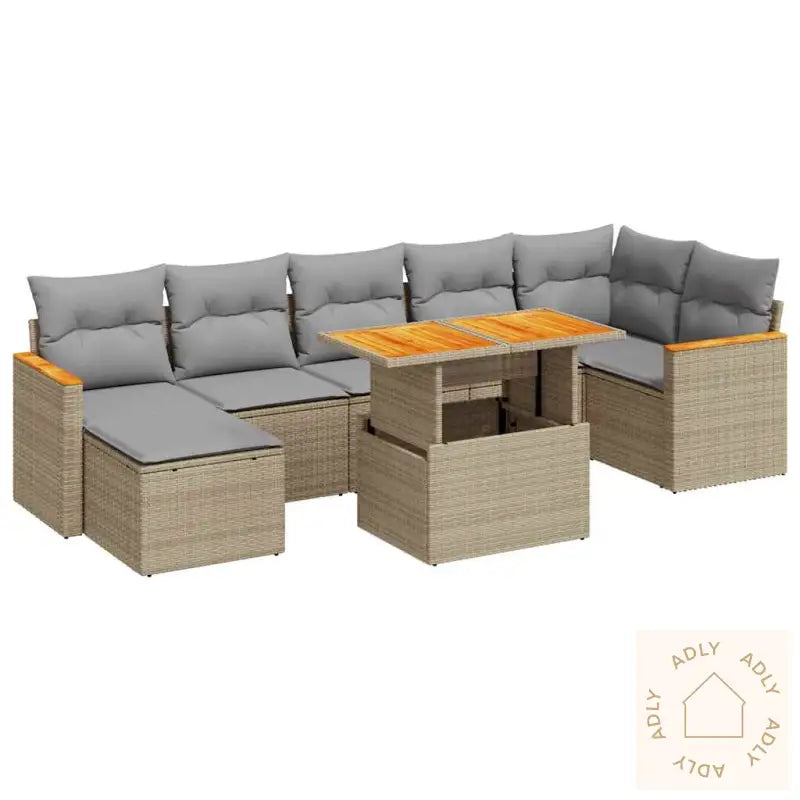 Hagesofaer Med Puter 8 Deler Beige Polyrotting Akasie