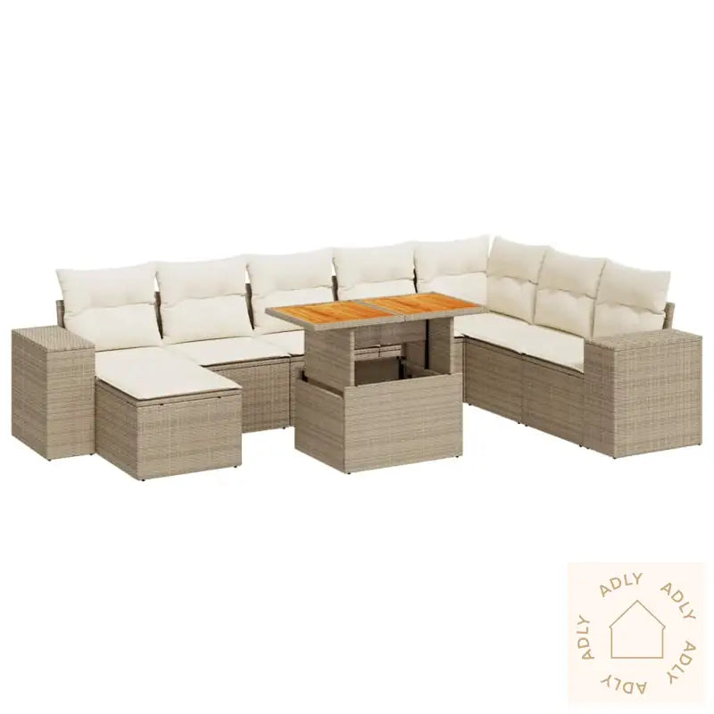 Hagesofaer Med Puter 9 Deler Beige Polyrotting Akasie