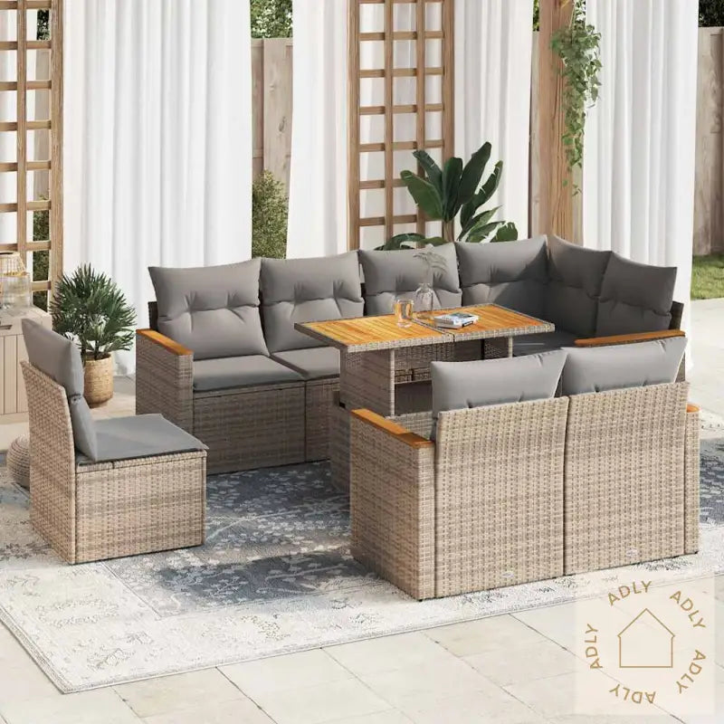 Hagesofaer Med Puter 9 Deler Beige Polyrotting Akasie