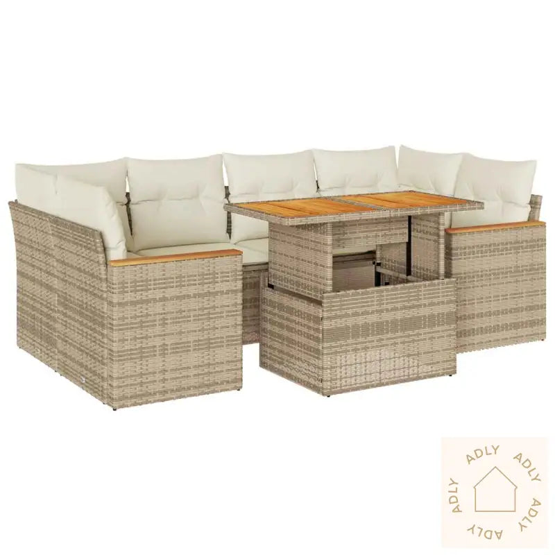 Hagesofaer Med Puter 6 Deler Beige Polyrotting Akasie