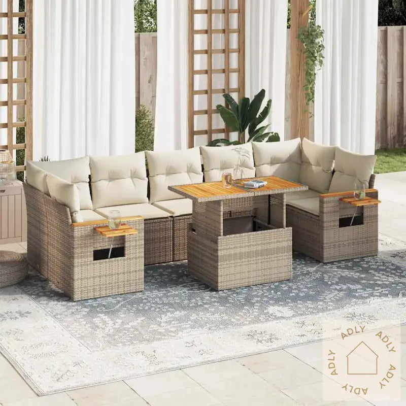 Hagesofaer Med Puter 8 Deler Beige Polyrotting Akasie