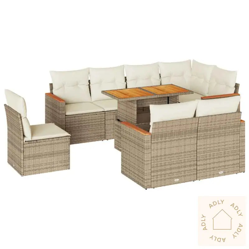 Hagesofaer Med Puter 9 Deler Beige Polyrotting Akasie