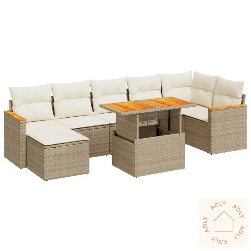 Hagesofaer Med Puter 8 Deler Beige Polyrotting Akasie