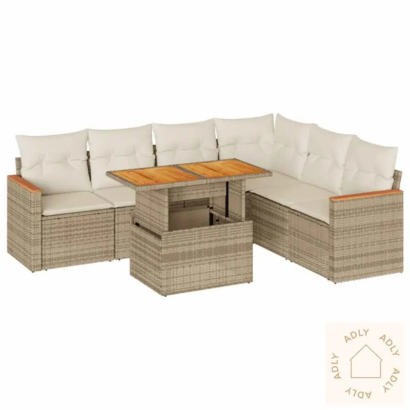 Hagesofaer Med Puter 7 Deler Beige Polyrotting Akasie