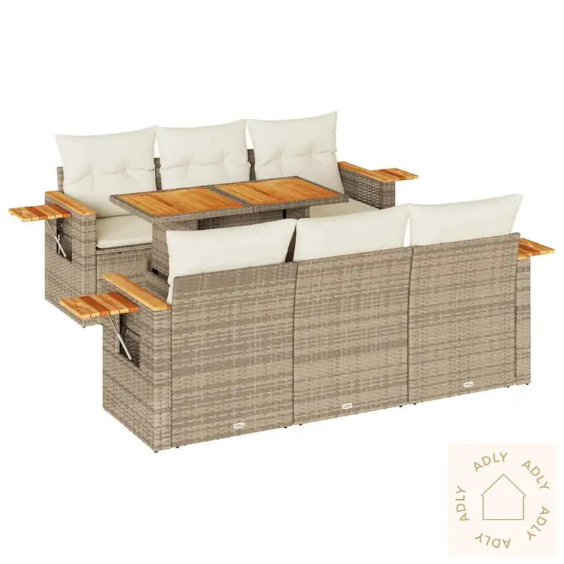 Hagesofaer Med Puter 7 Deler Beige Polyrotting Akasie