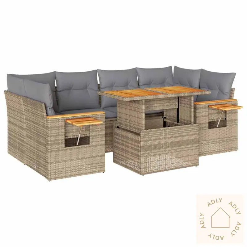 Hagesofaer Med Puter 7 Deler Beige Polyrotting Akasie